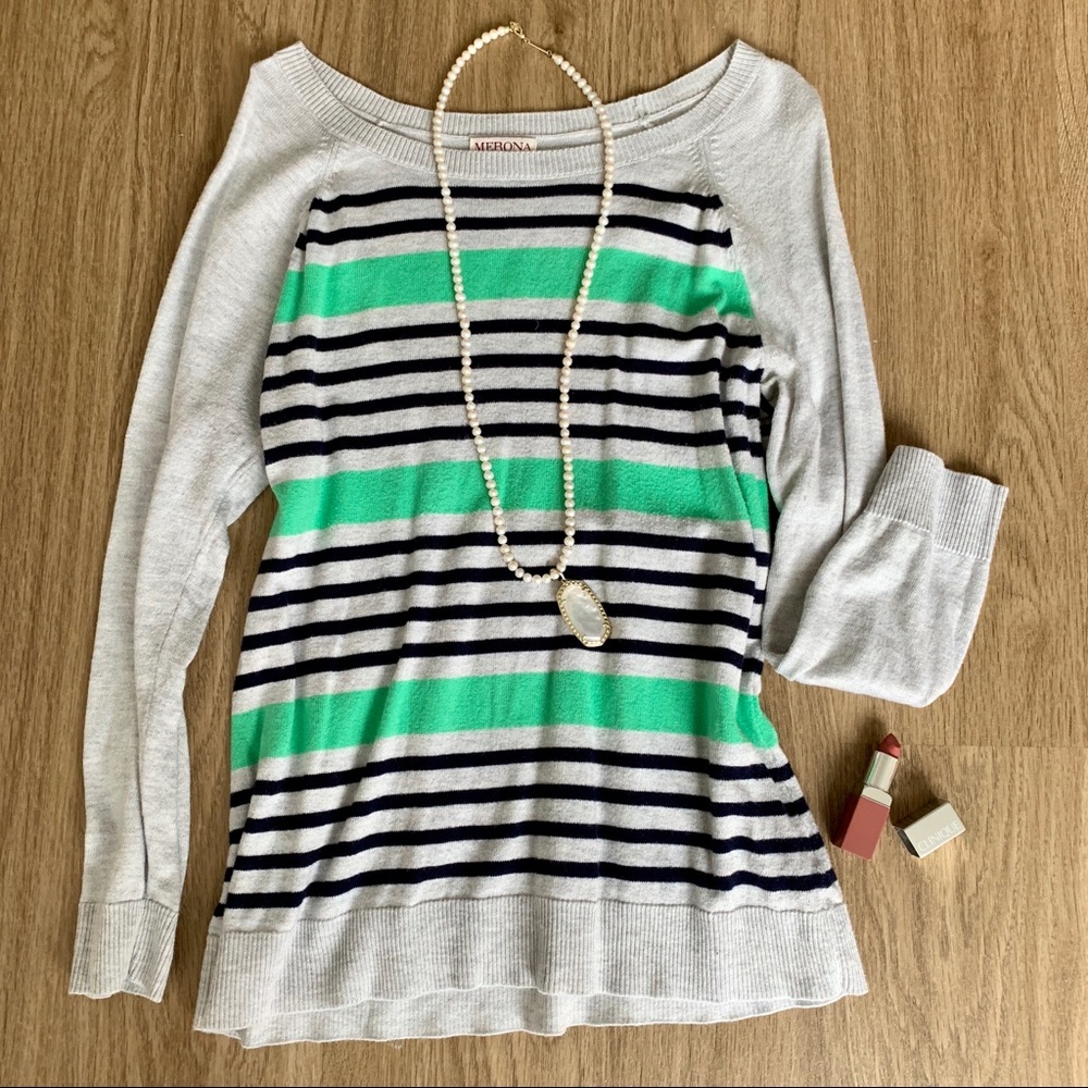 Preppy Navy and Green Striped Target Sweater